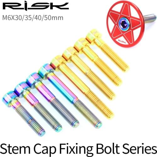 RISK Titanium Bolts M6 x 30 35 40 50mm Allen Key MTB Road Bike Taper Head Screw Bicycle Headset Cap Fixing Bolts Rainbow Gold