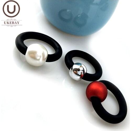 UKEBAY 2020 NEW Pearl Rings Fashion Rubber Jewelry Elasticity Ring Women Body Accessories Simple Handmade Jewellery Wholesale