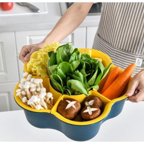 Rotating Hot Pot Platter Drain Basket Double-layer Plastic Vegetable And Fruit Storage Basket Multifunctional Innovative Для Кух