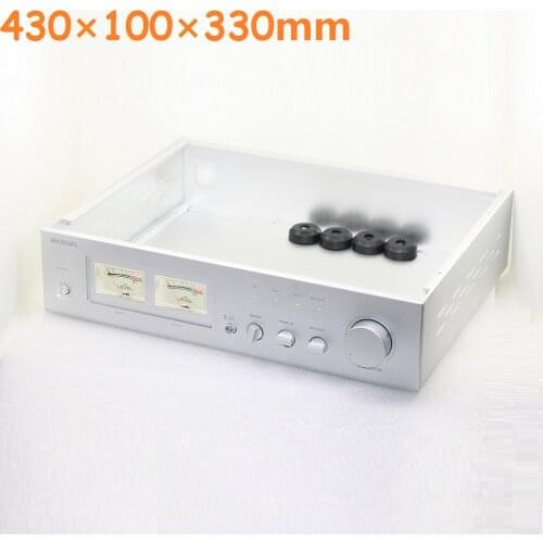Dual VU Earphone Chassis Preamp Amplifier Housing DIY Preamplifier AMP Aluminum Case Luxury Audio Enclosure W430 H100 D330