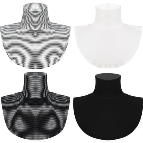 Women Girls Detachable Shirts Decor Fake Collar Winter Cotton False Dickey Turtleneck High Neck Half Top Blouse Mock Neck Bib