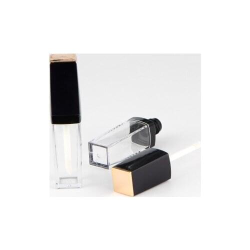 Gold Black Square Makeup Liquid Empty Lipstick Lip Gloss Tubes High Quality Transparent Cosmetic Packaging Container