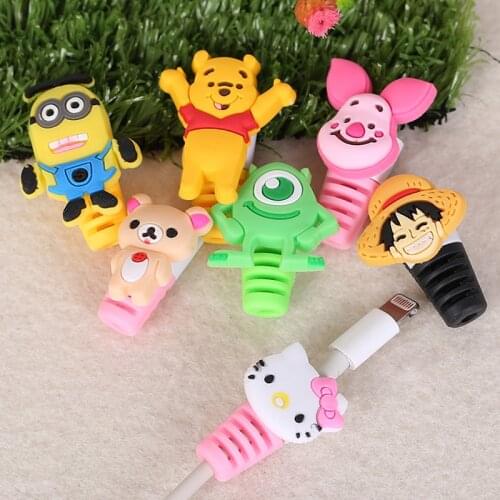 10pcs Disney Figure USB Data Cable Line Protector Anti Breaking Protective Sleeve For Charging Cable For Iphone Android