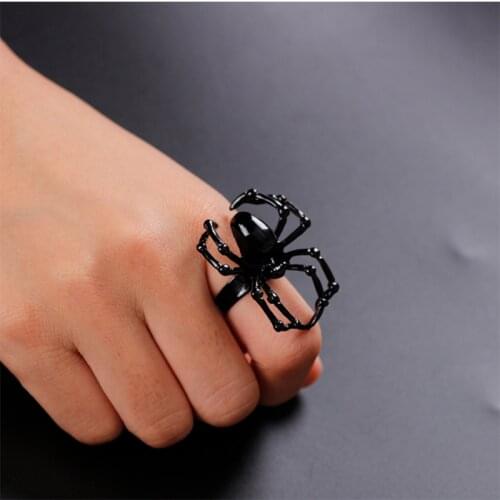 2021 Neo-gothic Simulation Animal Spider Ring For Women men Finger Adjustable Ring Punk Style Halloween Jewelry Accessories