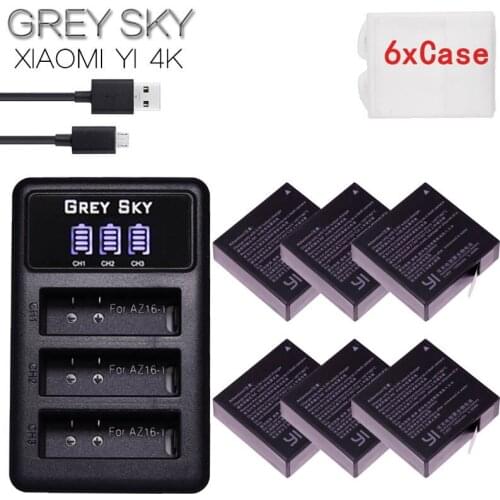 1400mAh Battery For Original Xiaomi Yi II Xiami yi 4k Batteries+ LED USB 3slots Charger for Xiaoyi Yi Lite Action Camera