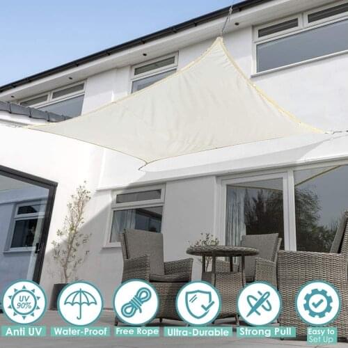 White 300D Waterproof Polyester Square Rectangle Shade Sail garden terrace Canopy swimming Sun shade Camping Yard sail awning