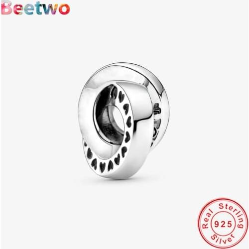 925 Sterling Silver Heart Bands Spacer Charm Zircon Beads Fit Original Pandora Charms Bracelet Bead Fashion Jewelry Berloque