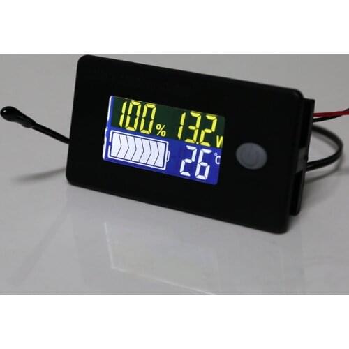 DC 10V~100V Li-ion Lifepo4 Lead acid Battery Capacity Indicator Digital Voltmeter Tester Temperature Monitor 12V 24V 36V 48V 96V