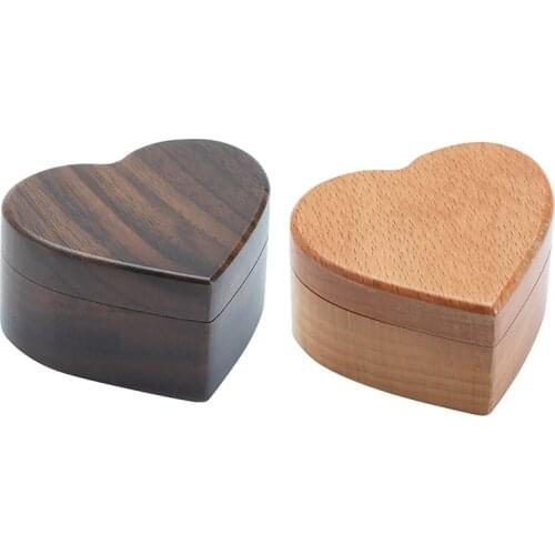 Love Heart Shape Walnut Wooden Ring Box Solid Wood Decorative Jewellery Storage Box Engagement Box Proposal Anniversary Gift Box
