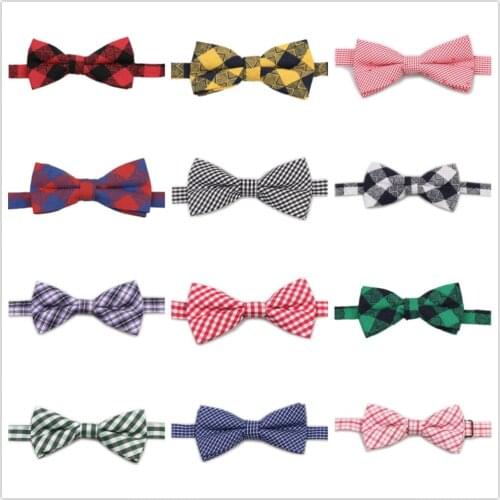 HOOYI Cotton Bow Ties for Children Plaid Bowtie Kids Neckties Boys Small size Butterflies Tie Gift