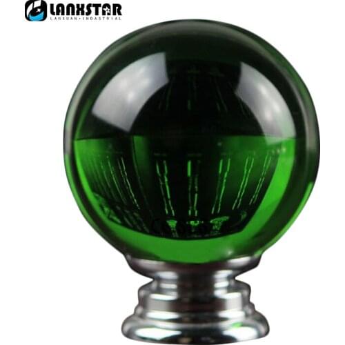 Express Free Luxury Modern Blackish Green Chrome Crystal Glass Round Handles Kitchen Cupboard Pull Doorknobs