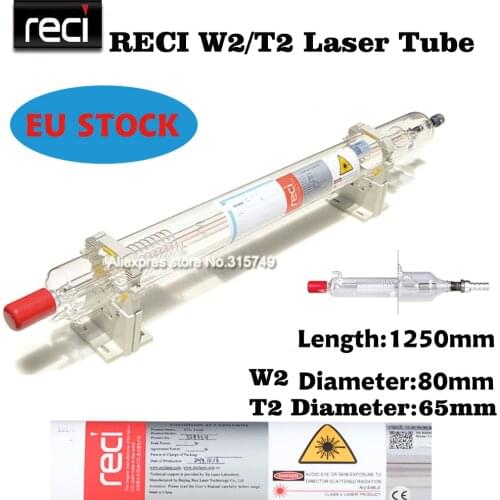 EU STOCK Reci W2 RECI T2 90-100W CO2 Laser Tube Dia. 80mm/65mm For CO2 Laser Engraving Cutting Machine Wooden Case Packing