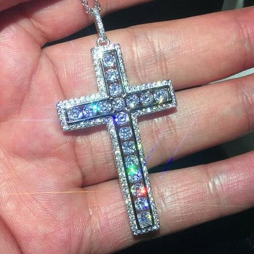 European and American New Style Hip-hop Cross Zircon Female Necklace Pendant, Ladies Geometric Pendant Clavicle Chain Jewelry