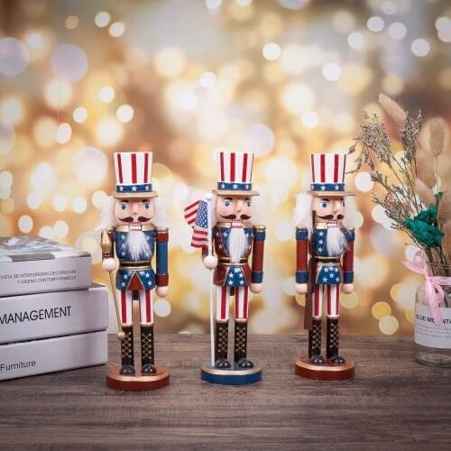 HT052Action & Toy 30cm wooden painted American soldiers Nutcracker puppet crafts Christmas gifts Childrens holiday toys