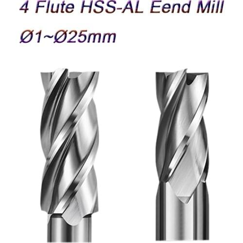 4 Flutes HSS AL End Mill Endmills Falt End Mills for Steel Iron CNC Machining Short Flute Stub Length Milling Cutter Tools D25