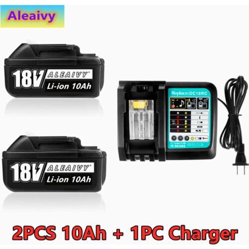 Batterie Lithium-Ion, 18 V 10000mAh, Rechargeable, avec chargeur, pour Makita, 10ah, BL1840, BL1850, BL1830, BL1860B, LXT400