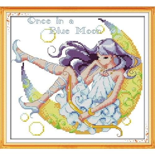 Moon girl cross stitch kit 14ct 11ct count print canvas stitches embroidery DIY handmade needlework plus