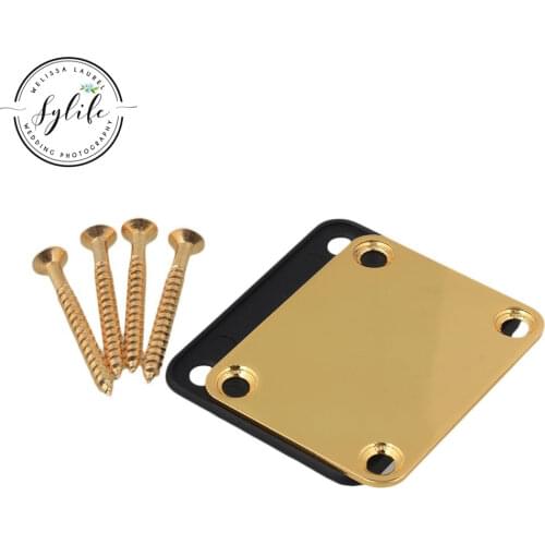Guitar Neck Plate with Screws for Electric Guitar Replacement Golden