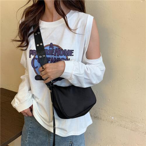 Retro Women Nylon Shoulder Messenger Bags Fashion Design Ladies Black Baguette Small Purse Handbags Female Girls Underarm Bag