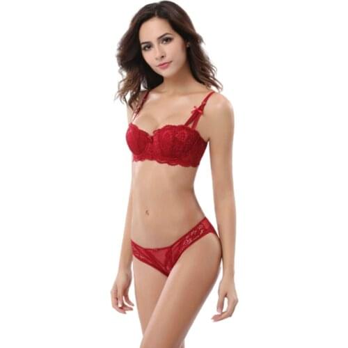 Large-Size Push Up Bra Set Sexy Lace Brand Bra Brief Sets For Women Cute Underwear Young Girl Underwear Set