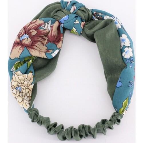 Wholesale Vintage Floral Two Tone Headband Fashion Korean Hair Accessories Women Sailor Knot Turban Hairband