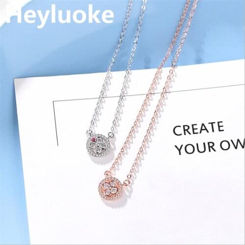 Kolye Choker Moana Real 2 Colors Four-leaf Clover Cubic Zirconia Fit Pendant Necklace Women Fine Jewelry