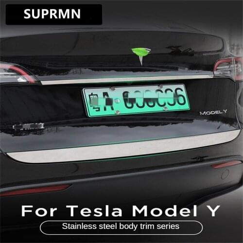 Suitable for Tesla MODELY body trim side carbon fiber decorative stainless steel tail box trim accessories modification
