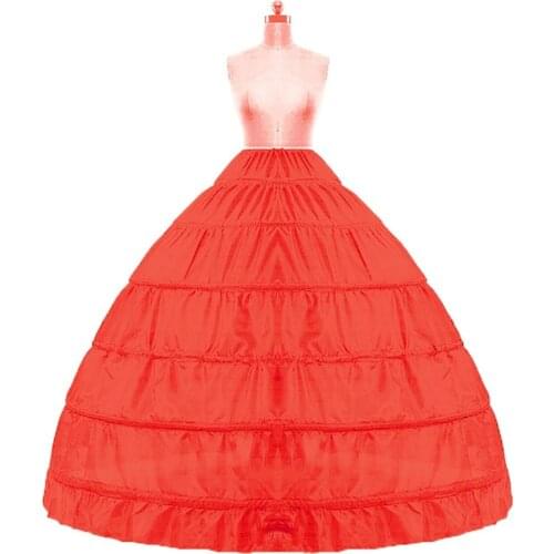 Plus size petticoats for wedding dress new red white black 6 hoops petticoat cheap crinoline stock