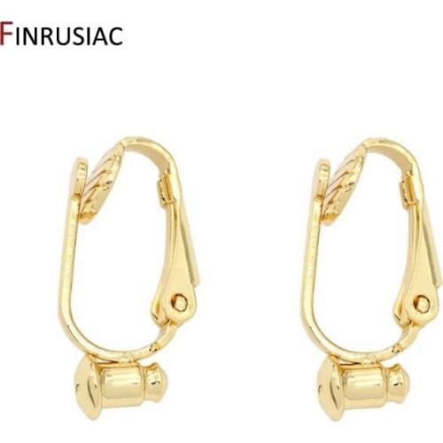 Plated 14K gold ear clip with earnuts Korean earrings accessories without pierced ear clips DIY jewelry findings