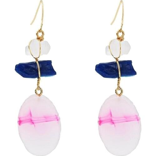 Romantic Bridal Drop Earrings for Women Pink Purple Red Acrylic Stone Earring Cocktail Party Jewelry Valentins Day Gift