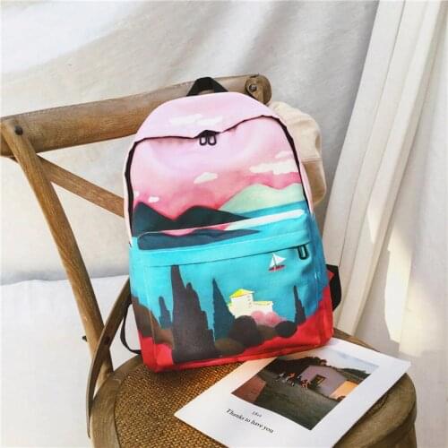 Fashion 2019 Backpack Women Preppy School Bags For Teenagers Backpack Female Travel Bags Girls Landscape print Backpack Mochilas