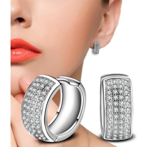 Double Star Cz Earrings For Women Jewelry Pendiente Plata Real Silver Color Stud Earring ed91 Boucle d'Oreille Brincos
