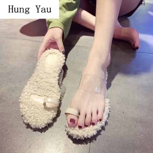 Women Slippers Flips Flops Shoes Winter Transparent Warm Girls Fashion Platform Slides Non-slip Flats Outdooor Comfortable