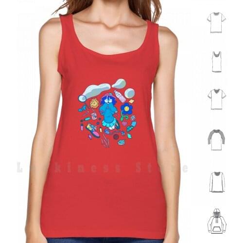 Sticky Hand tank tops vest sleeveless Clown Cute Sweet School Girl Anime Blue