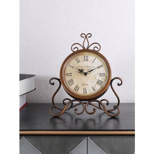 Glass Fashion Clock Metal Simple Living Room Small Old Desktop Clock Antique Office Retro Decor Relogio Mesa Home Decor BY50DC