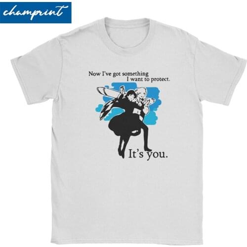 Now I've Got Something I Want To Protect T-Shirt Men Crew Neck T Shirts Howls Moving Castle Ghibli Anime Tee Shirt Gift Clothes