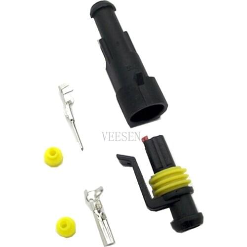Waterproof Electrical Wire Connectors 10 Sets Kit 1 Pin Auto sealed Connector Male and Female AMP Plug 282079-1 282103-1