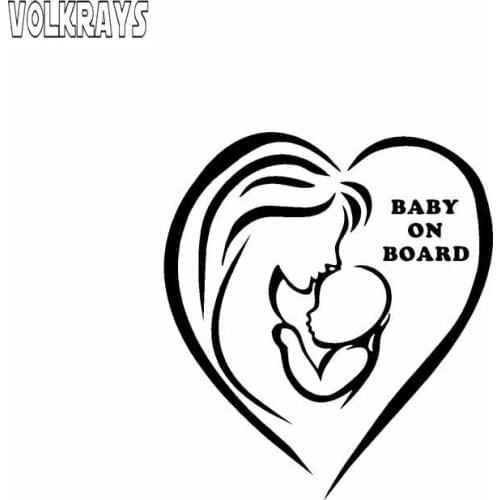 Volkrays Creative Car Sticker Baby on Board Car Accessories Reflective Waterproof Vinyl Decal Sticker Black/Sliver,11m*10cm