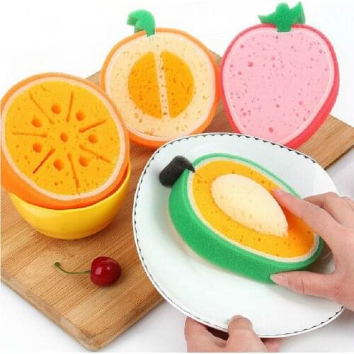 Funny Dish sponge 3D fruit strong Clean cloth cotton washing dishes scouring pad household Kitchen Tool Cleaning Supplies