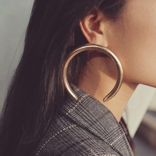 Youvanic Big Gold Moon Round Drop Earrings For Women Fashion Punk Horn Crescent Geometric Dangle Earring Brincos Female Jewelry
