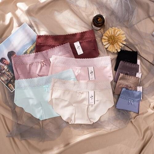 Womens Cotton Underwear Sexy Lace Panties Fashion Hollow Out Solid Briefs Low Waist Seamless Comfort Underpants Female Lingerie