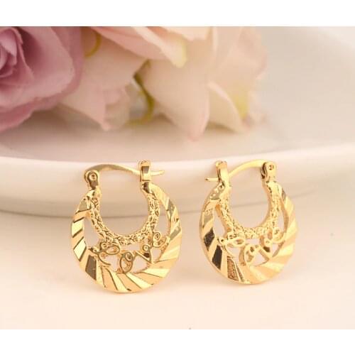 Gold love Hoop Earring for women Girls Dubai Gold Jewellery Turkish Egyptian Algeria Indian Moroccan Saudi bridal Arab gifts