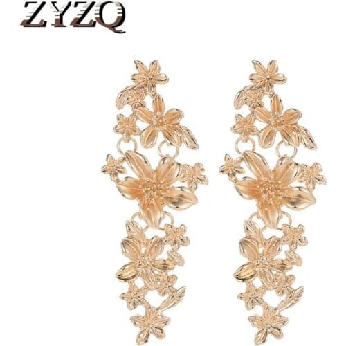 ZYZQ New Trendy Romantic Earrings For Women Luxury Full Of Flower Design Noble Engagement Wedding Wholesale Lots&Bulk Earrings
