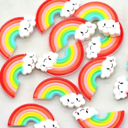 20PCS 14X26mm Red Color Smile Face Flat back Rainbow Embellishments|DIY Hand Scrapbooking Miniatures|Party Crafting Supplies