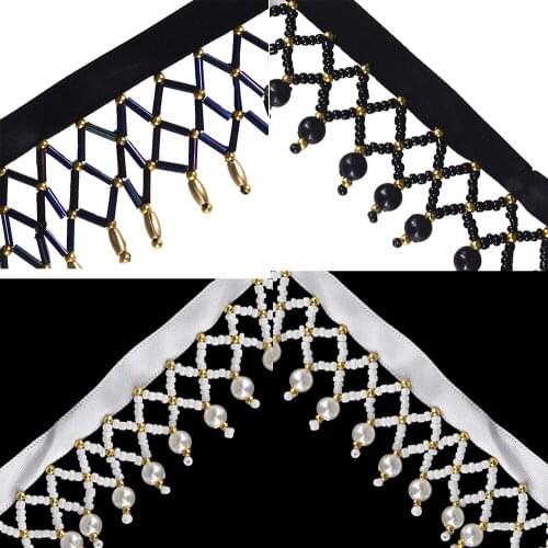 5yard Off White Black Gold Beaded Tassel Fringe Trimming Lace Fabric Applique Lace Ribbon Trim Tape for Sewing Accessories T2163