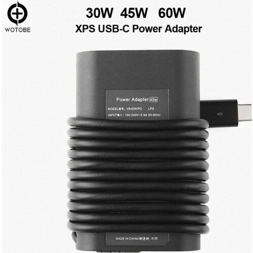 Wotobe USB-C PD (Type-C) power adapter output 30W 45W 65W charge for DELL XPS LATITUDE Compatible with Type-C notebook computers
