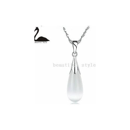 Big promotion!Fashion woman Men heart silver necklace Opal pendant sweater chain rhinestone Min.order is $15(mix order)Z008