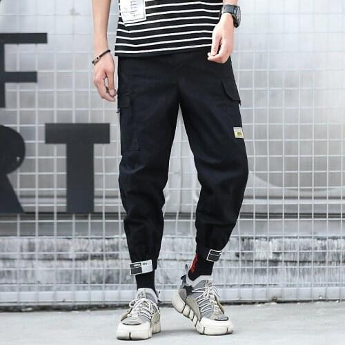 2021 Pockets Cargo Harem Pants Mens Casual Joggers Baggy Tactical Trousers Harajuku Streetwear Hip Hop Fashion Swag M-XXL