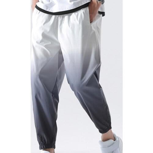 Men Pants Casual Gradient Color Drawstring Summer Mid Rise Pockets Trousers Summer Men Loose trousers Oversize