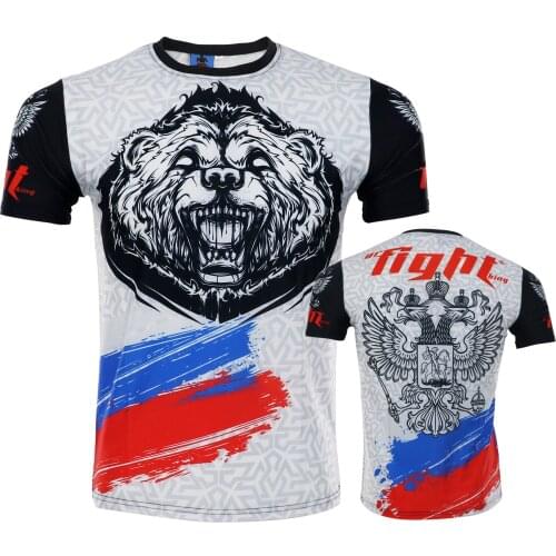 MMA Quick-dry T-shirt Fight sport muscle training Short-sleeved running Mixed martial arts training Thai boxing sanda male